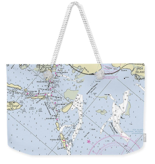 Oregon Inlet North Carolina Nautical Chart - Weekender Tote Bag