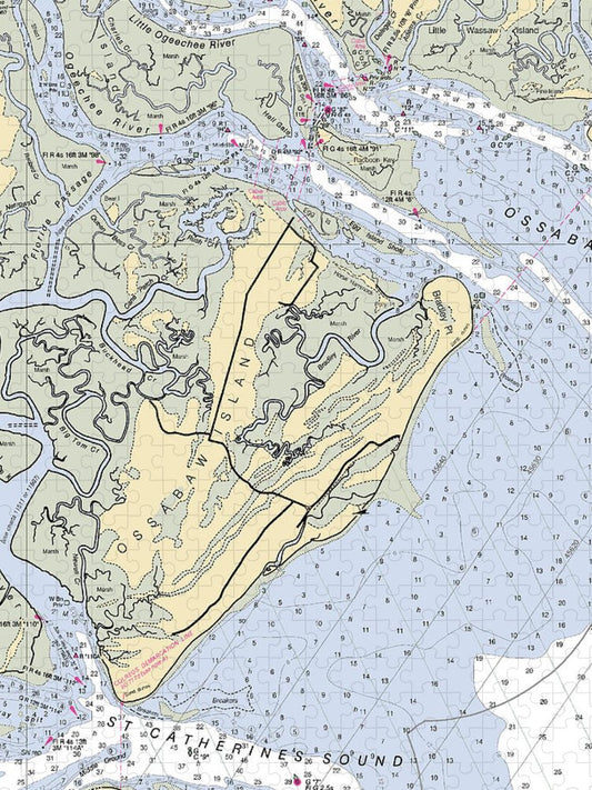 Ossabaw Island Georgia Nautical Chart Puzzle