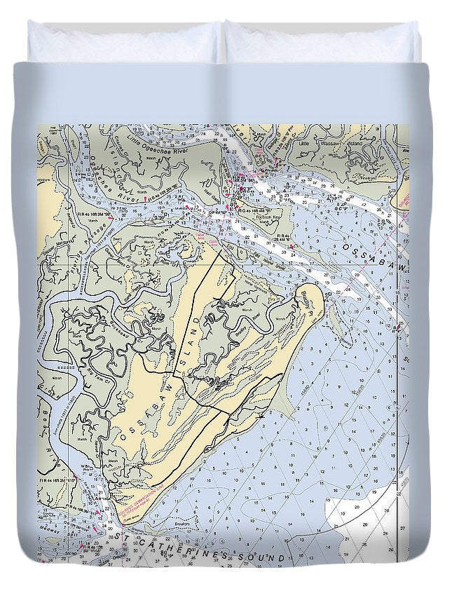 Ossabaw Island-georgia Nautical Chart - Duvet Cover