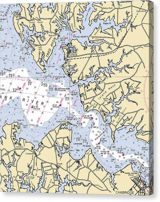 Oxford-Maryland Nautical Chart Canvas Print