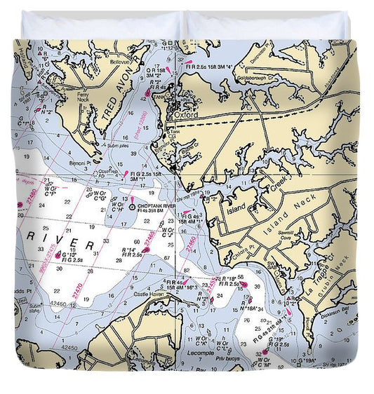 Oxford Maryland Nautical Chart Duvet Cover