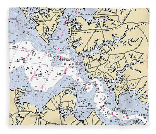 Oxford Maryland Nautical Chart Blanket