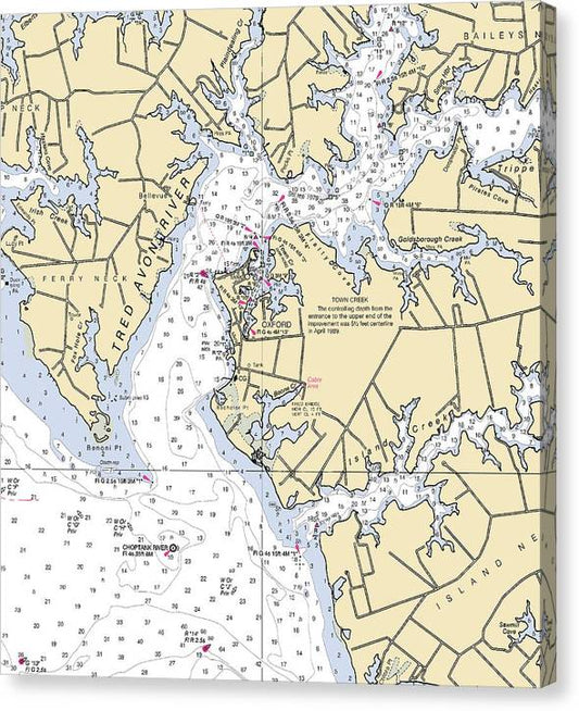Oxford -Maryland Nautical Chart _V2 Canvas Print