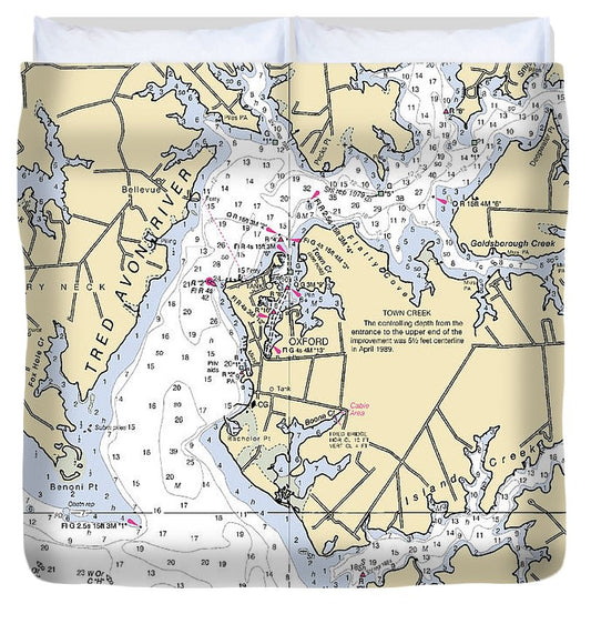 Oxford  Maryland Nautical Chart _V2 Duvet Cover