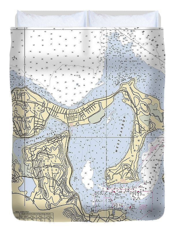 Oyster Bay-new York Nautical Chart - Duvet Cover