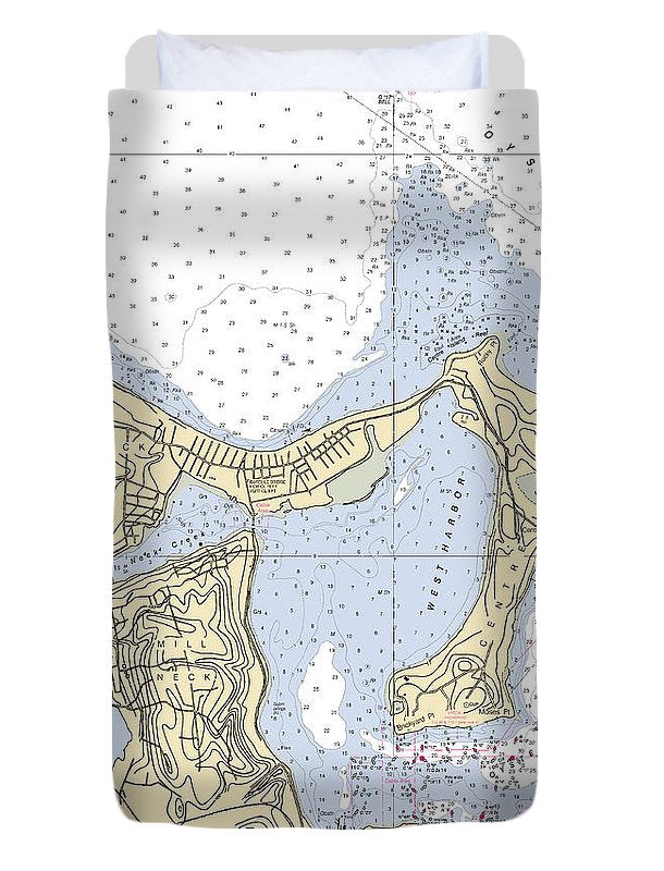 Oyster Bay-new York Nautical Chart - Duvet Cover