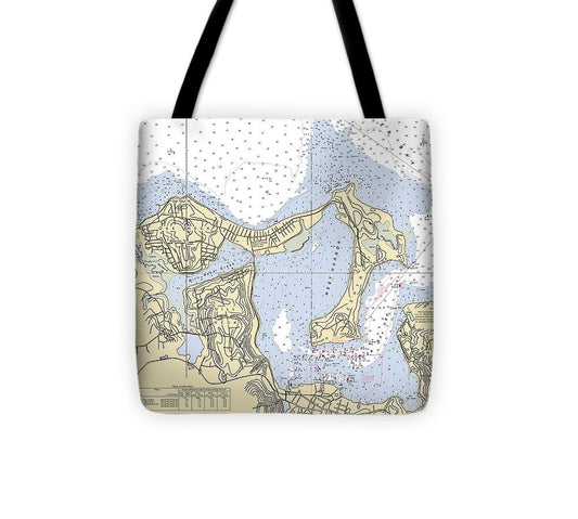 Oyster Bay New York Nautical Chart Tote Bag
