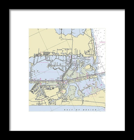 Padre Island And Flour Bluff Texas Nautical Chart - Framed Print