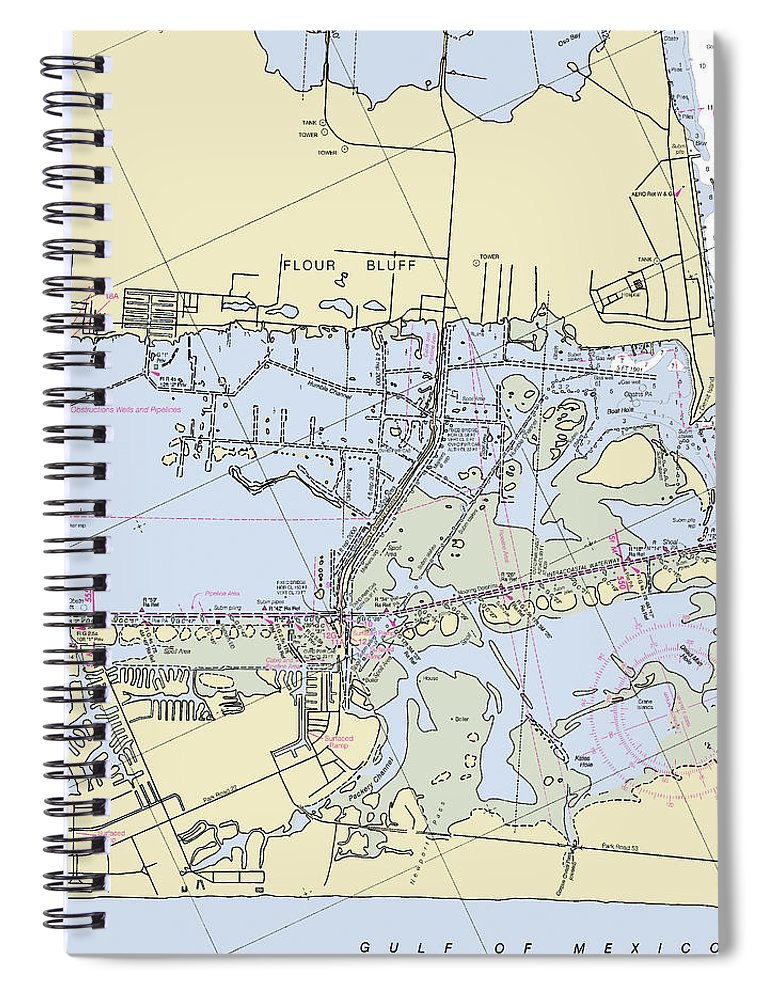 Padre Island And Flour Bluff Texas Nautical Chart Spiral Notebook