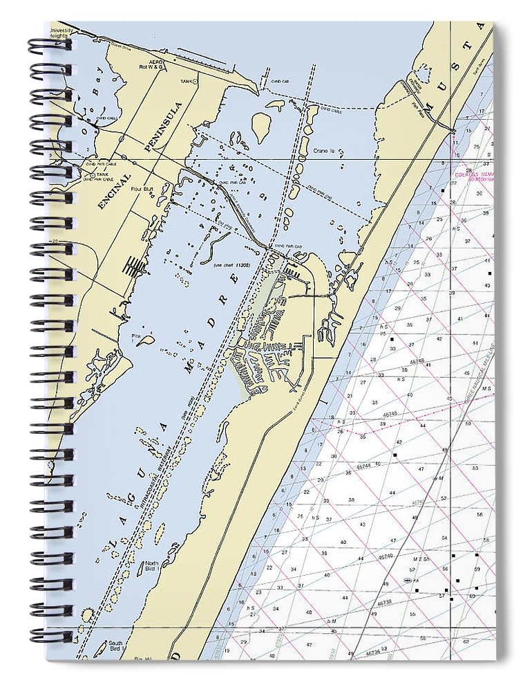 Padre Island Texas Nautical Chart Spiral Notebook