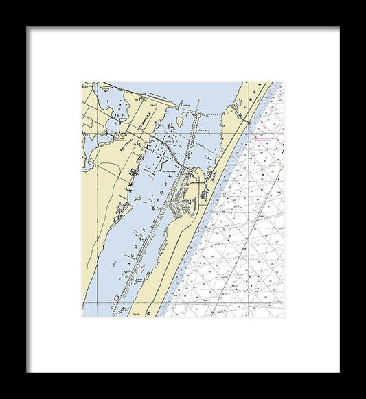 Padre Island Texas Nautical Chart - Framed Print