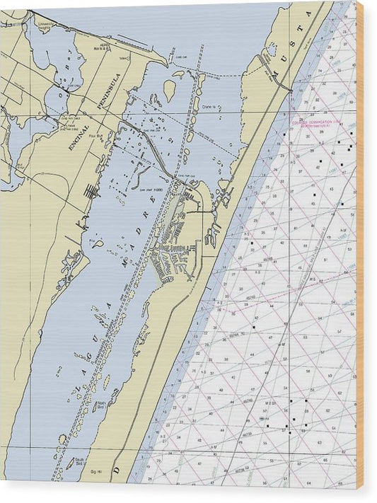 Padre Island Texas Nautical Chart Wood Print