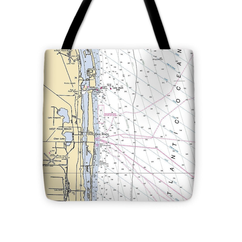 Palm Beach-florida Nautical Chart - Tote Bag