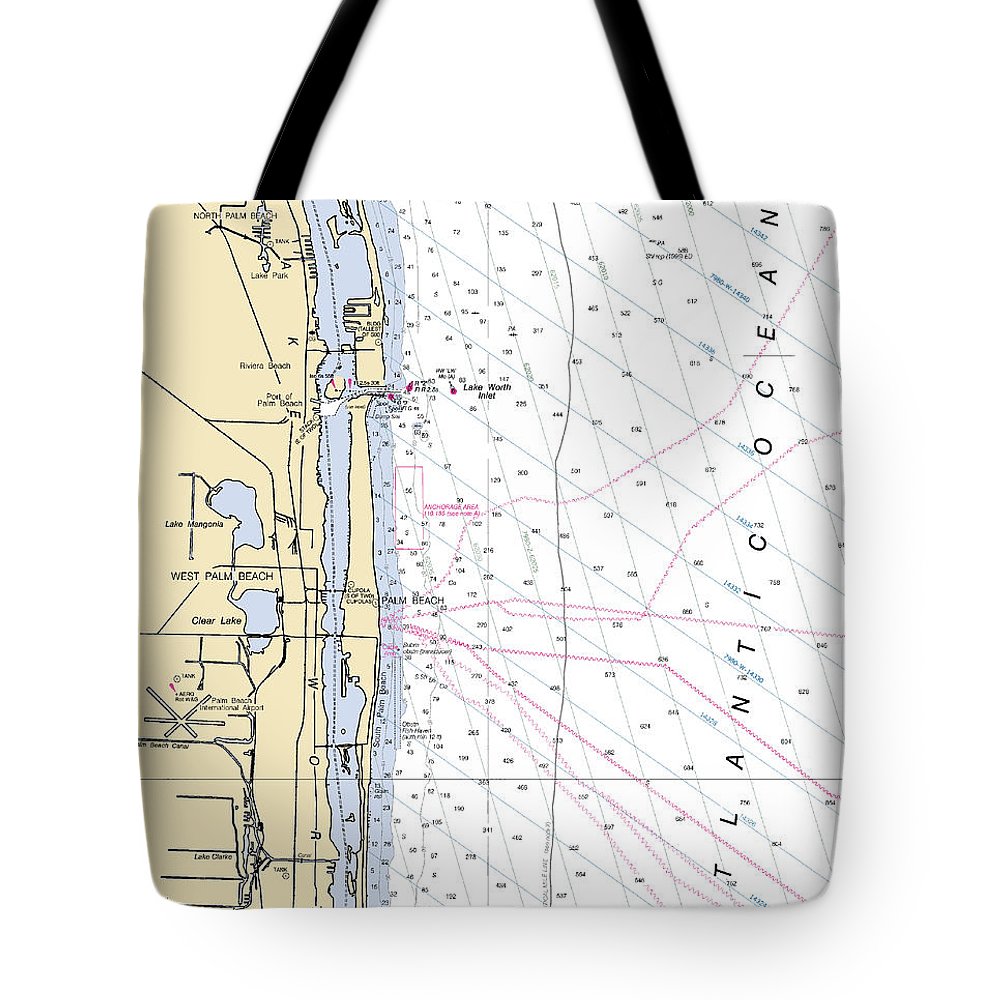 Palm Beach-florida Nautical Chart - Tote Bag