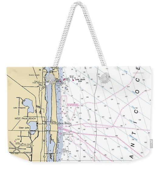 Palm Beach-florida Nautical Chart - Weekender Tote Bag
