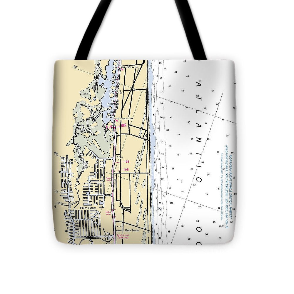 Palm-coast -florida Nautical Chart _v6 - Tote Bag