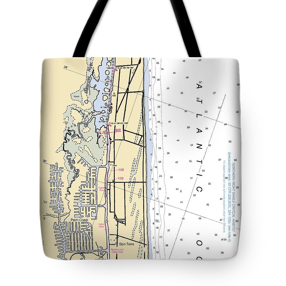 Palm-coast -florida Nautical Chart _v6 - Tote Bag