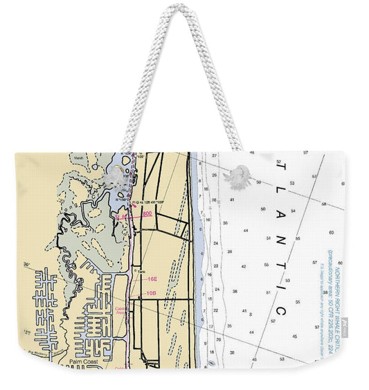 Palm-coast -florida Nautical Chart _v6 - Weekender Tote Bag