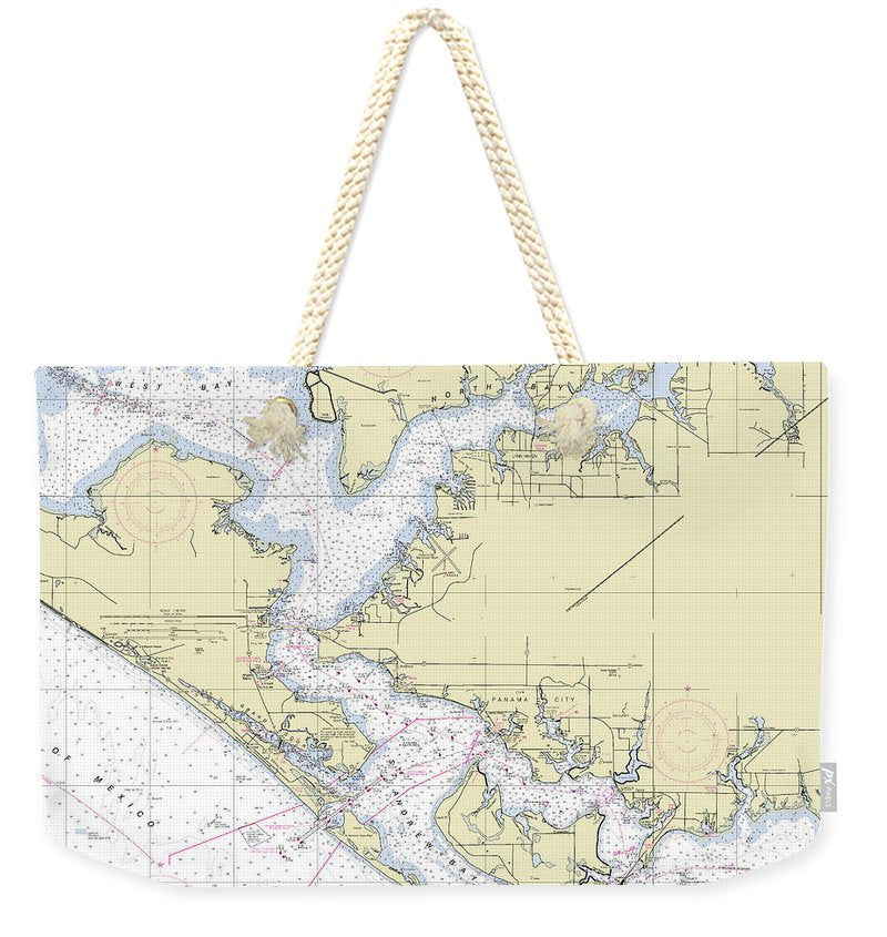 Panama City Florida Nautical Chart - Weekender Tote Bag