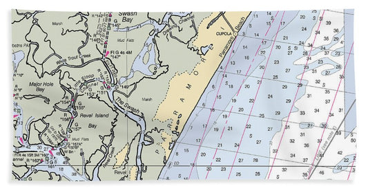 Parramore Island-virginia Nautical Chart - Beach Towel
