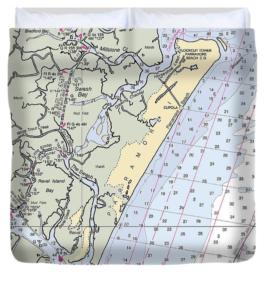 Parramore Island Virginia Nautical Chart Duvet Cover