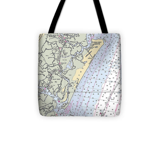 Parramore Island Virginia Nautical Chart Tote Bag
