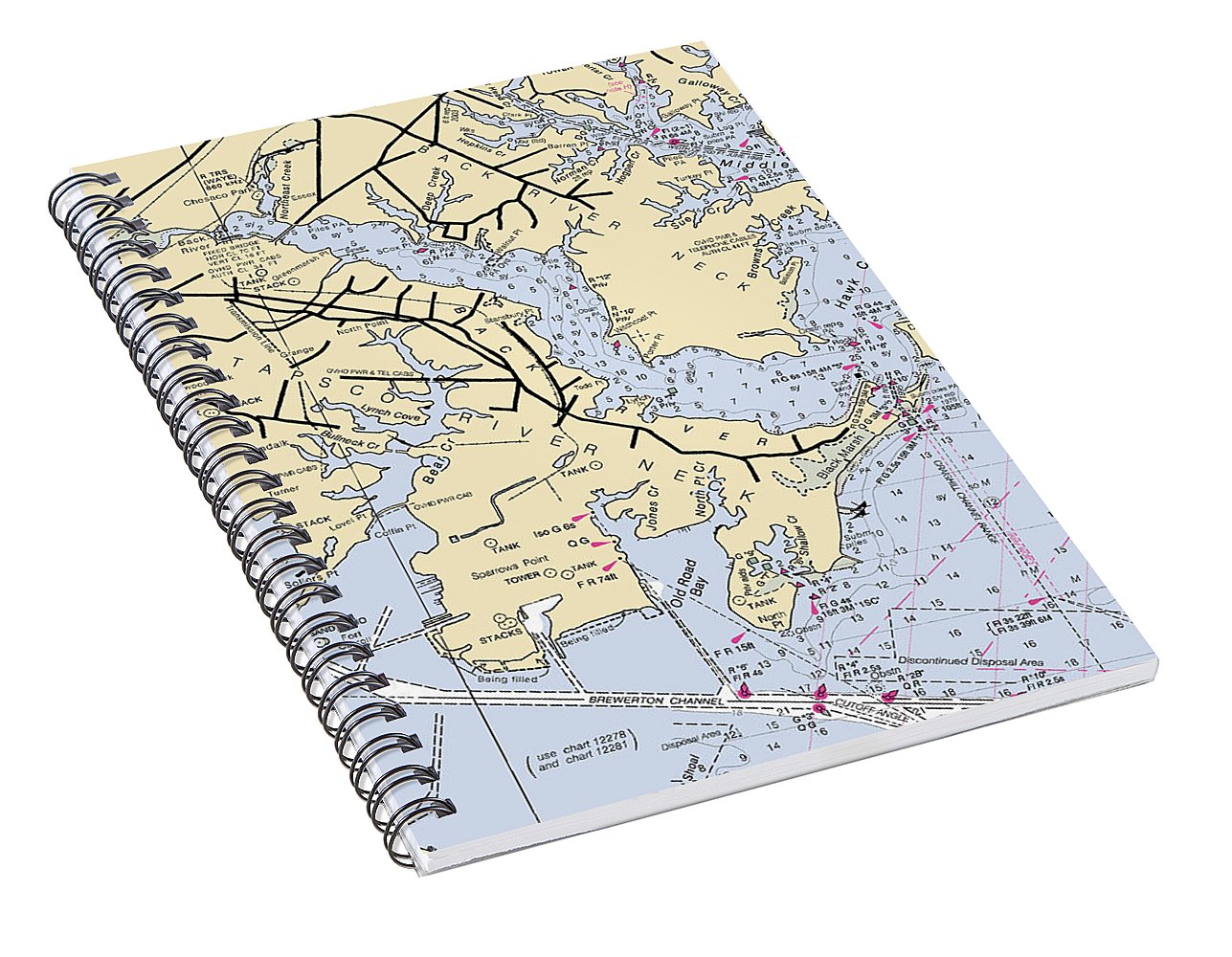 Patapsco And Back River Neck-maryland Nautical Chart - Spiral Notebook