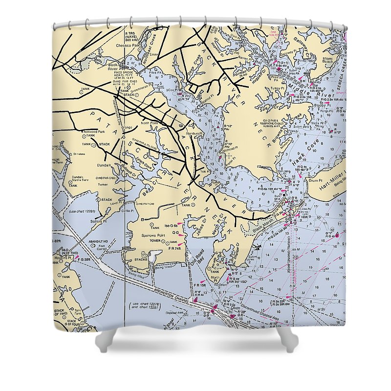 Patapsco River Neck Maryland Nautical Chart Shower Curtain SeaKoast