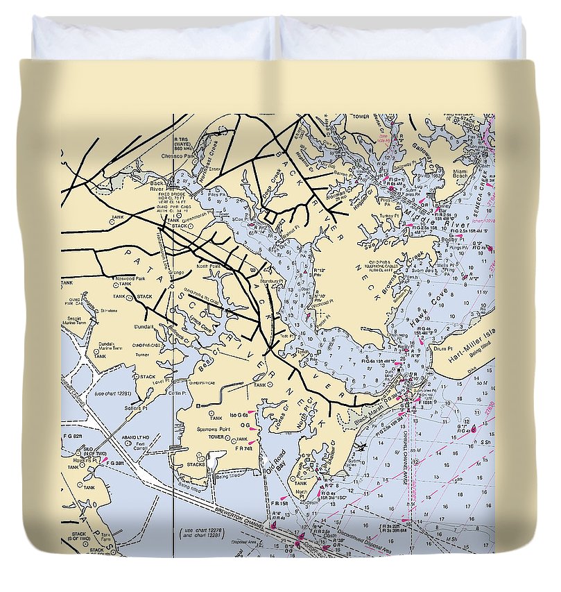 Patapsco River Neck Maryland Nautical Chart Duvet Cover