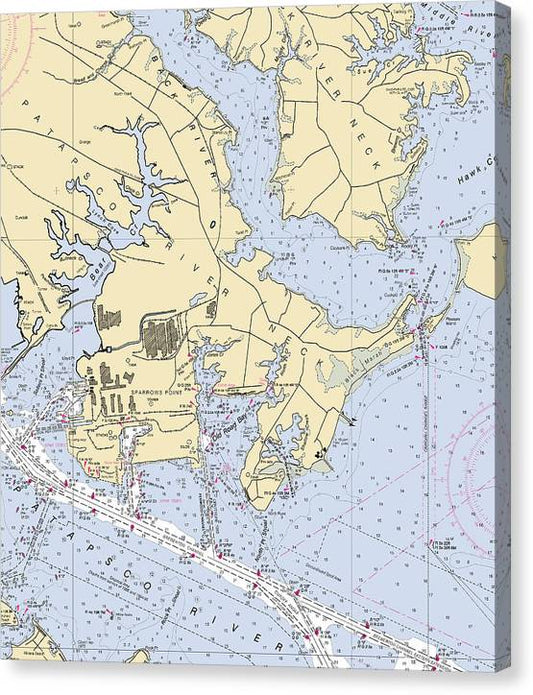 Patapsco River Neck -Maryland Nautical Chart _V2 Canvas Print