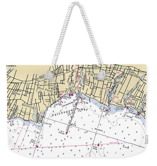 Patchogue-new York Nautical Chart - Weekender Tote Bag