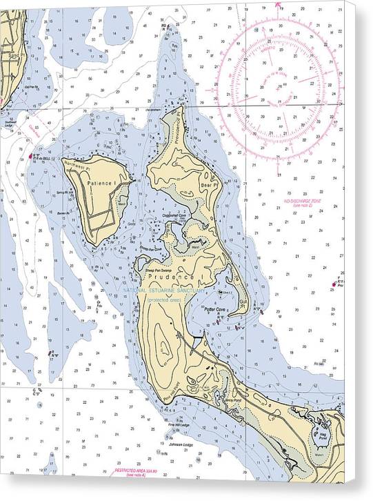 Patience Island-rhode Island Nautical Chart - Canvas Print