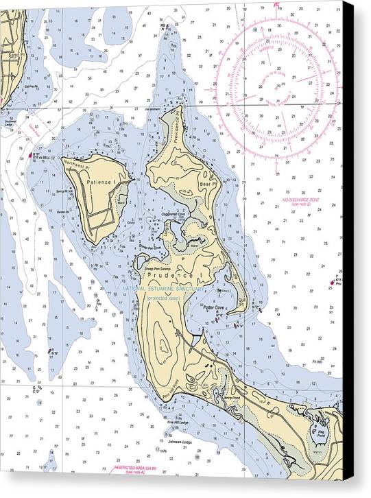 Patience Island-rhode Island Nautical Chart - Canvas Print