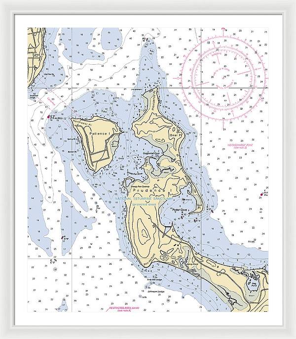 Patience Island-rhode Island Nautical Chart - Framed Print