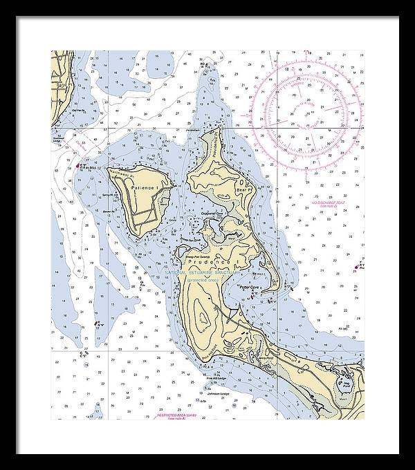 Patience Island-rhode Island Nautical Chart - Framed Print