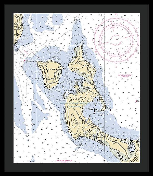 Patience Island-rhode Island Nautical Chart - Framed Print