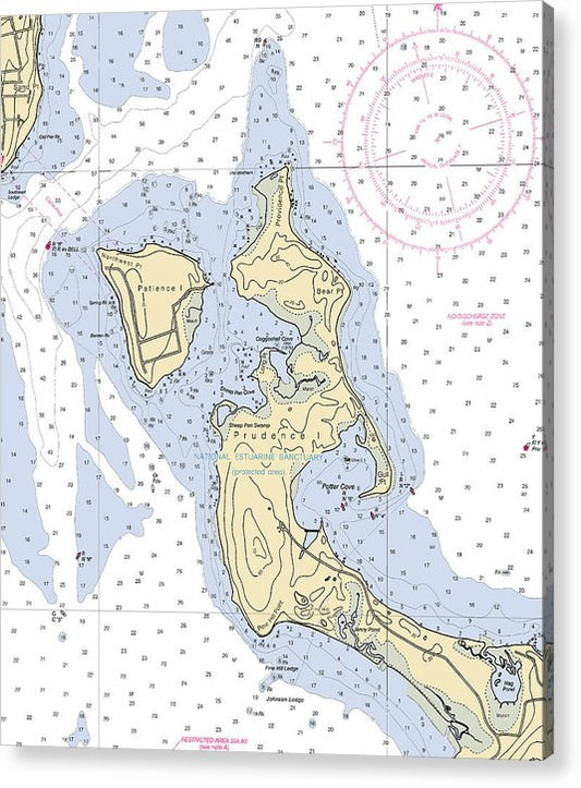 Patience Island-Rhode Island Nautical Chart  Acrylic Print