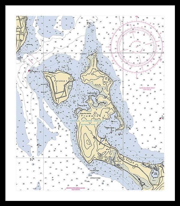 Patience Island-rhode Island Nautical Chart - Framed Print