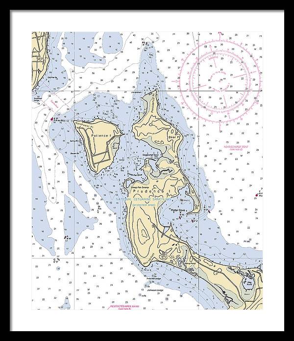 Patience Island-rhode Island Nautical Chart - Framed Print