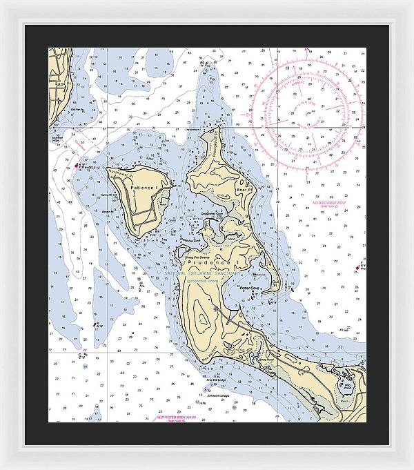 Patience Island-rhode Island Nautical Chart - Framed Print