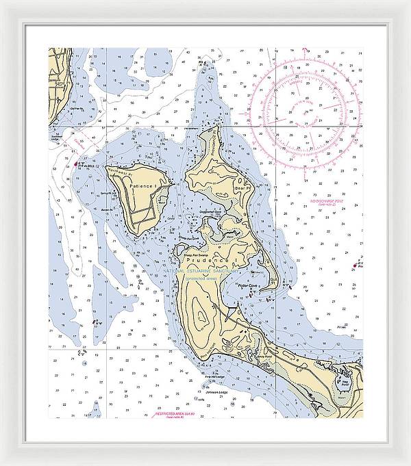 Patience Island-rhode Island Nautical Chart - Framed Print