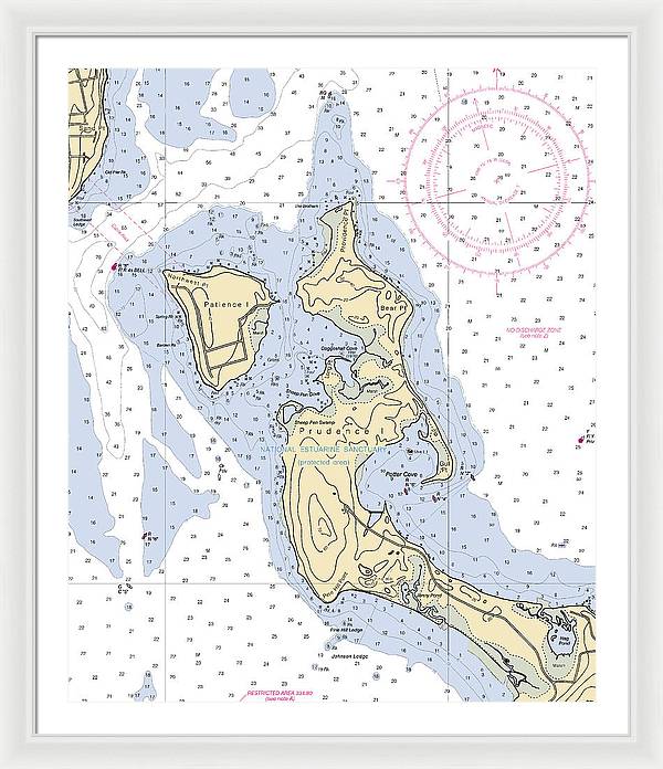 Patience Island-rhode Island Nautical Chart - Framed Print