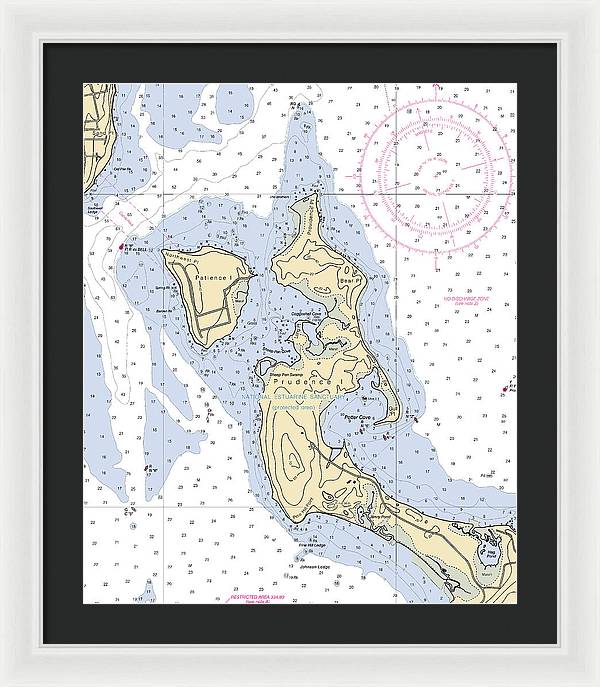 Patience Island-rhode Island Nautical Chart - Framed Print