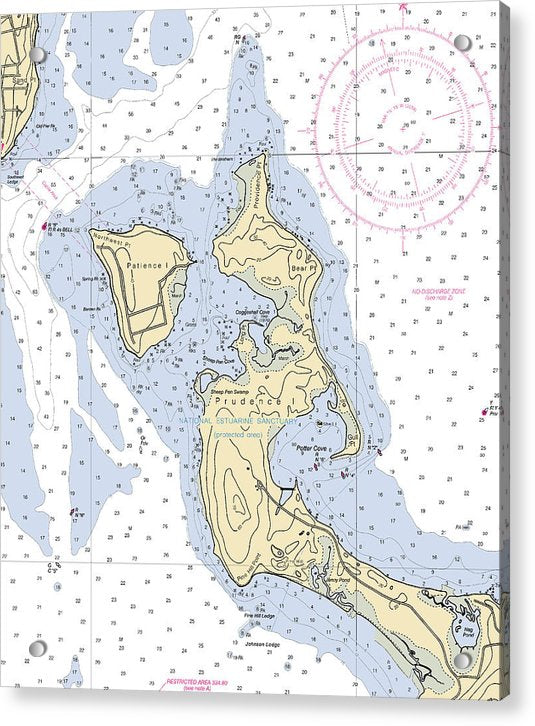 Patience Island-rhode Island Nautical Chart - Acrylic Print