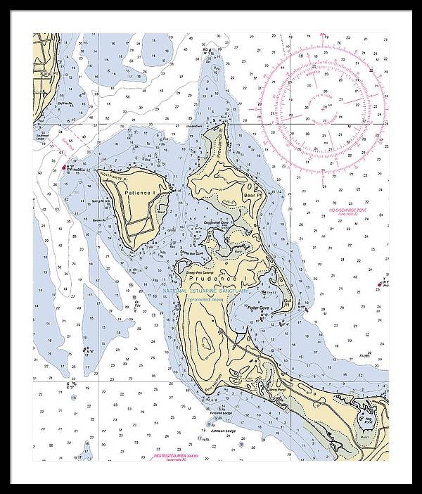 Patience Island-rhode Island Nautical Chart - Framed Print