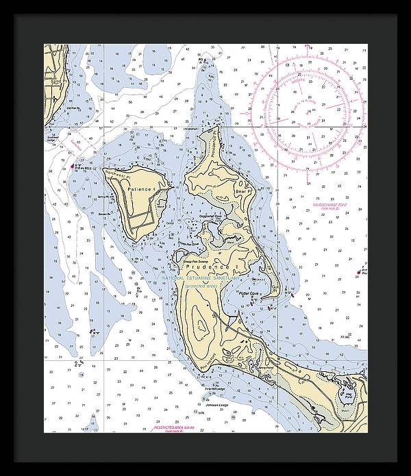 Patience Island-rhode Island Nautical Chart - Framed Print