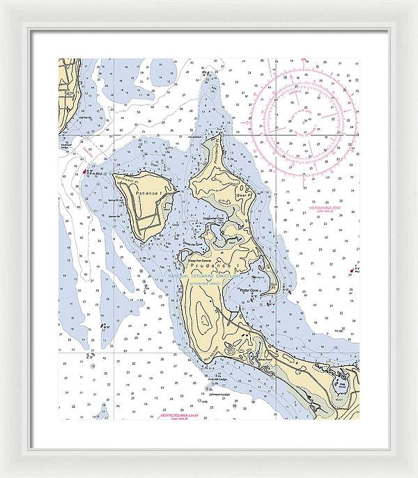 Patience Island-rhode Island Nautical Chart - Framed Print