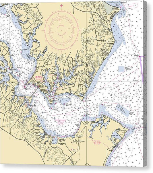 Patuxent River Cedar Point-Maryland Nautical Chart Canvas Print