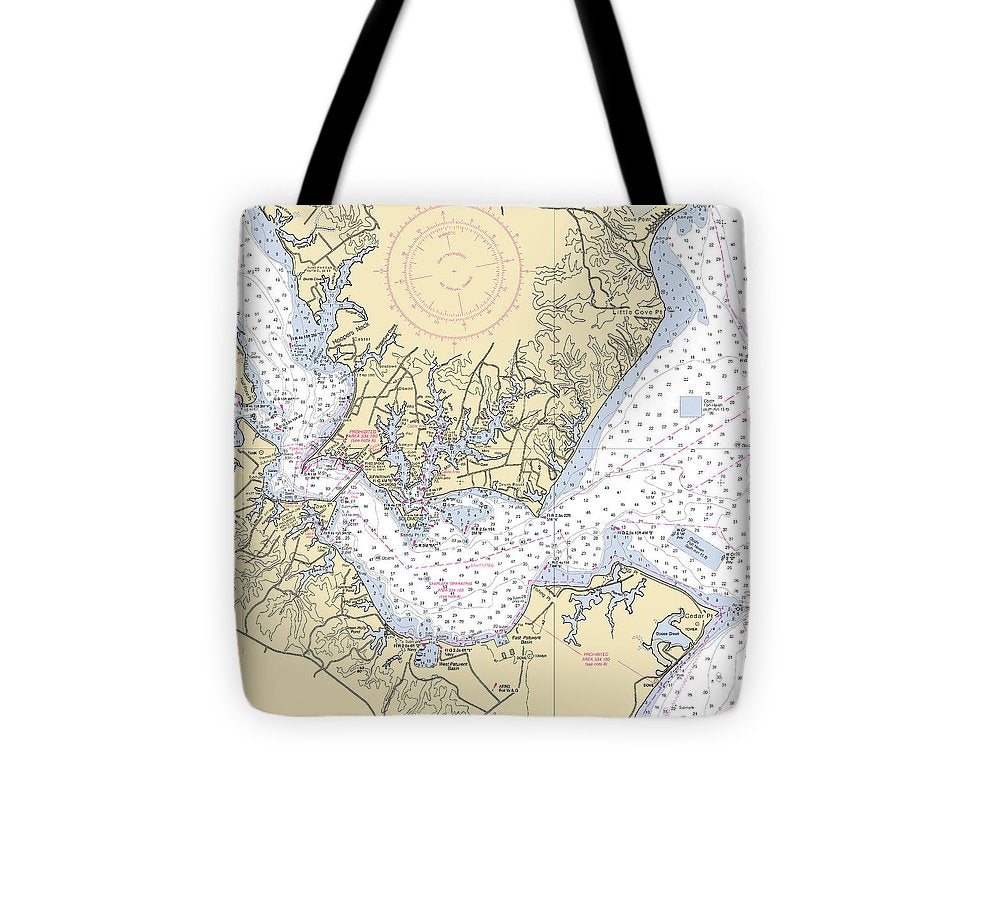 Patuxent River Cedar Point Maryland Nautical Chart Tote Bag