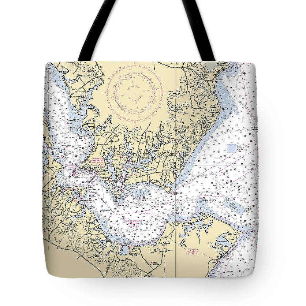 Patuxent River Cedar Point-maryland Nautical Chart - Tote Bag